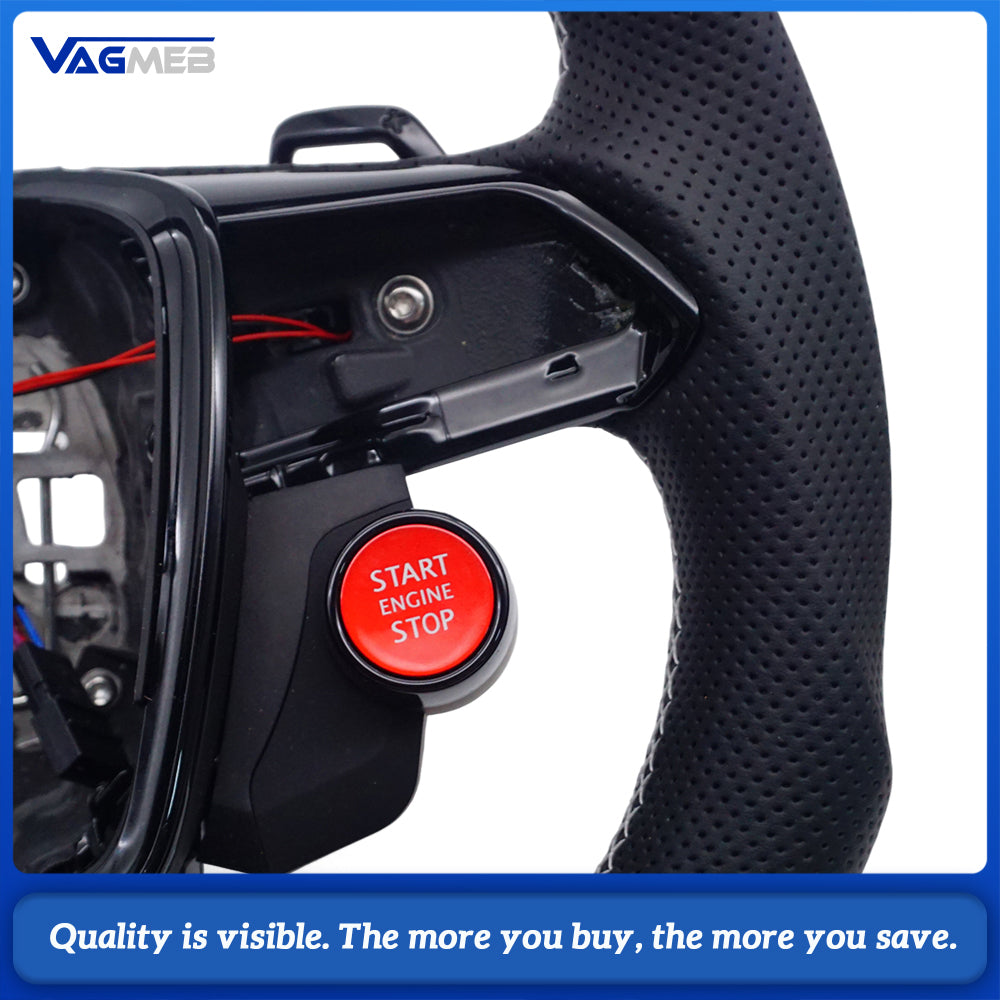 R8 button steering wheel For AUDI A6 C8 perforated leather baked black multifunctional sports steering wheel, Car Accessories