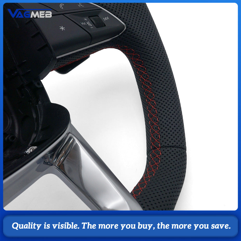 Car Full Perforated Steering Wheel Red Stitching With Multi-function Buttons Paddle Shifters Heated Function Replacement For Audi Q5L