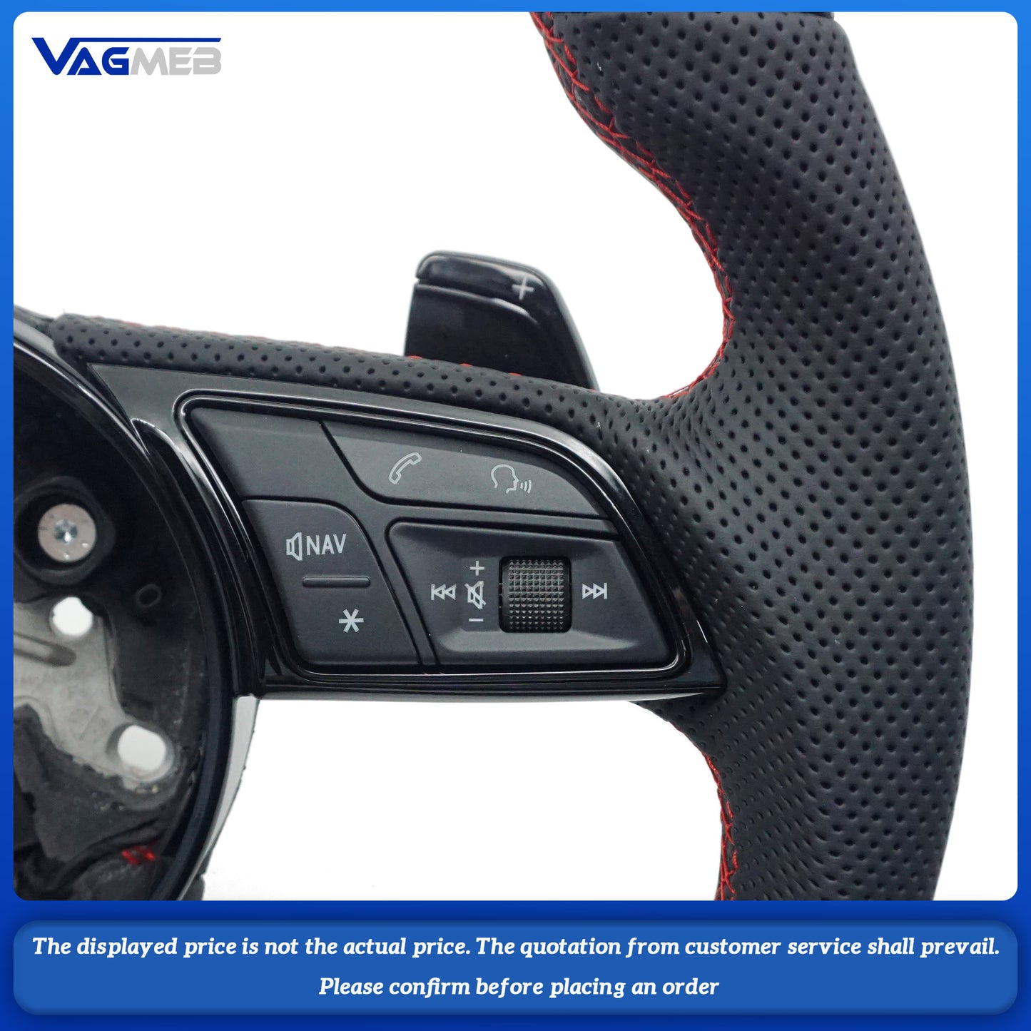 For Audi S logo A4B9, half-punched red line, red return marking with buttons, large paddle shifters, steering wheel