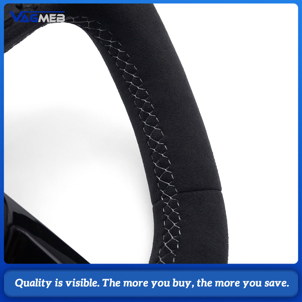 For Audi Q5L FY Sport D-shaped Steering Wheel Real Gloss Carbon Full Suede White Sewing Built-in Heating Function