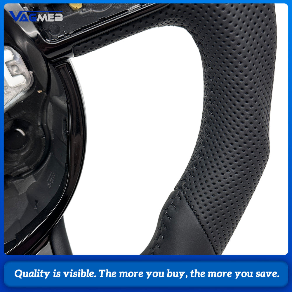Shaped Steering Wheel Base Half Perforated Black Stitch Black Centering Mark for Audi A4 B8