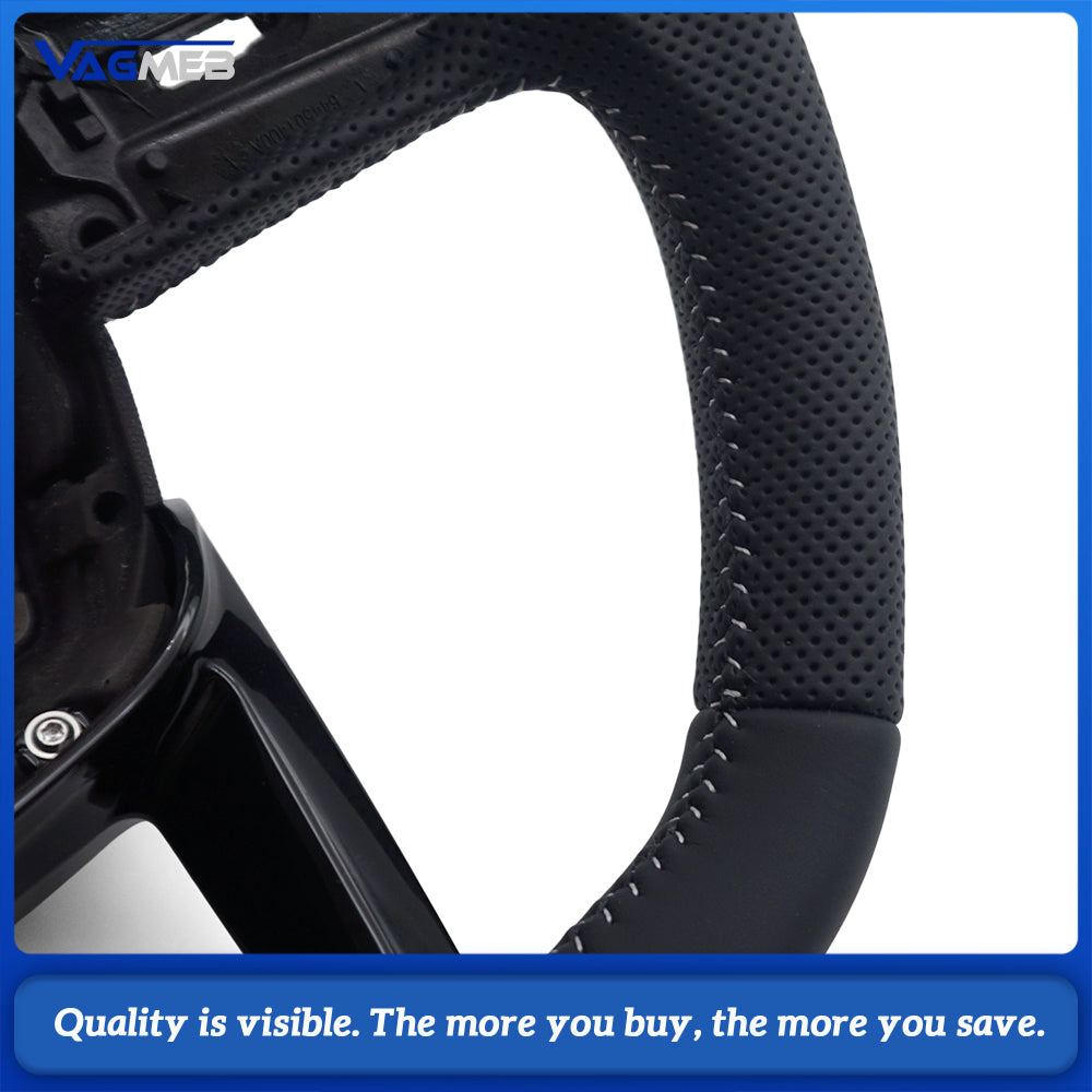 Suitable for Audi Q3 F3 perforated leather flat bottomed Black Line steering wheel, Car Accessories