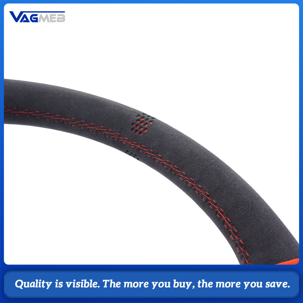 For Audi Q5 Full Suede Steering Wheel  ABT Logo, Red Stitching, Heated, RS Buttons