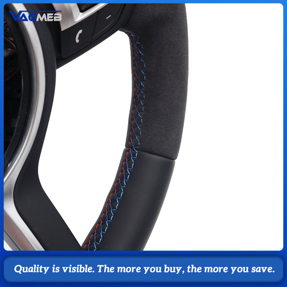 M Sport Steering Wheel For BMW 3 Series F30 G20, Half Alcantara, M Color Stitching, Blue Center Mark, Heated