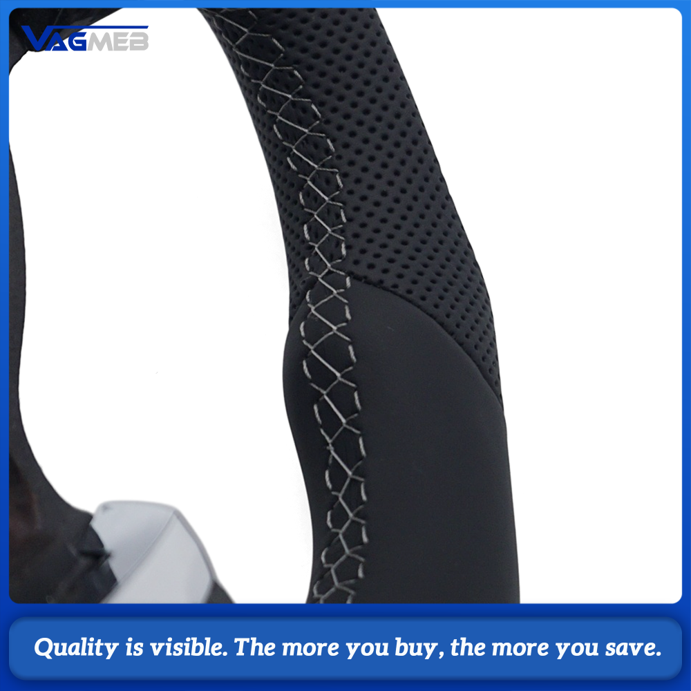 Car Carbon Fiber Half Perforated Steering Wheel Gray Stitching Racing Steering Wheel Replacement For Volkswagen Golf 6 MK6