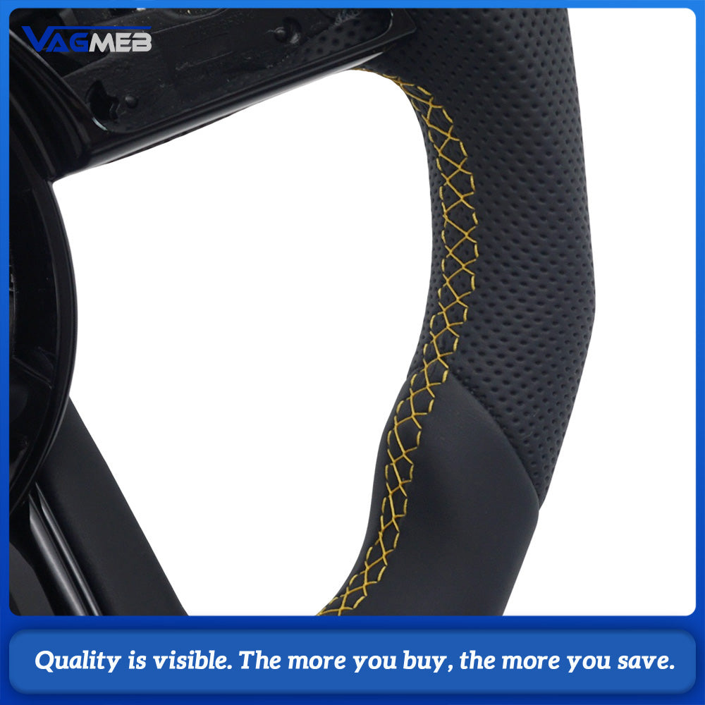 Perforated leather sports steering wheel with shift paddles installation holes suitable for Audi A4 B9