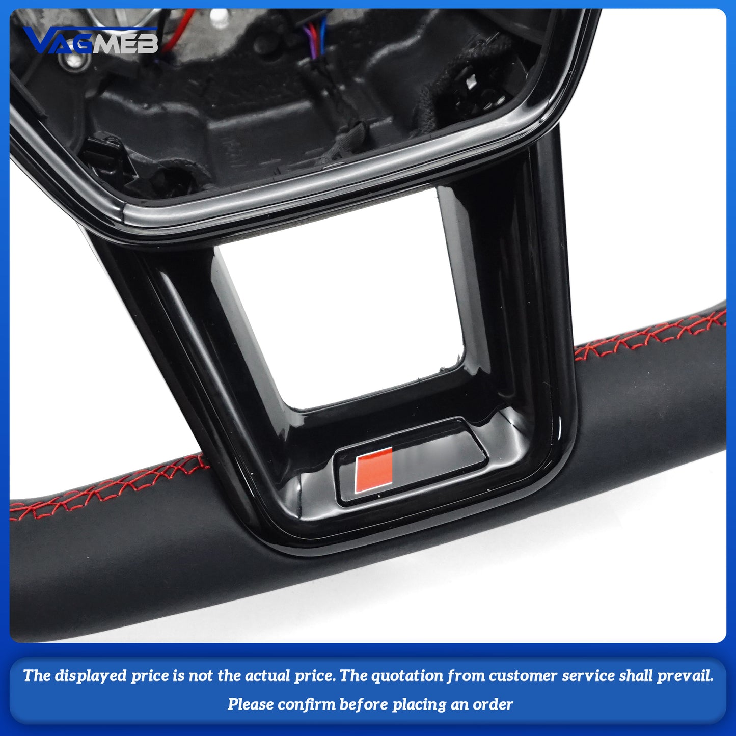 For Audi A6 C8 painted black heated steering wheel with white stitching sports flat bottomed steering wheel