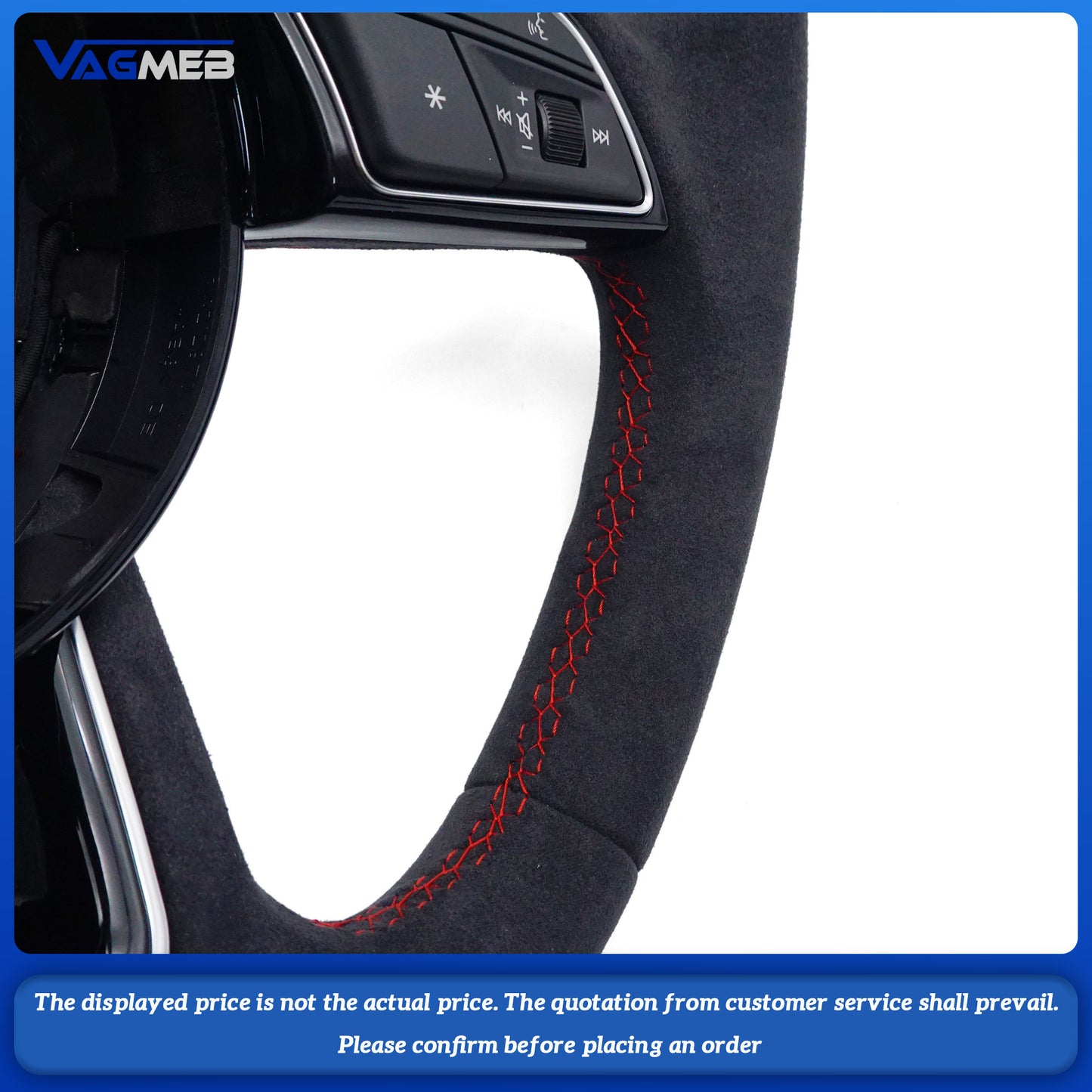 Suitable for Audi A4 B9 Fully Perforated Semi-Perforated Genuine Leather Suede Flats Steering Wheel Sports Version