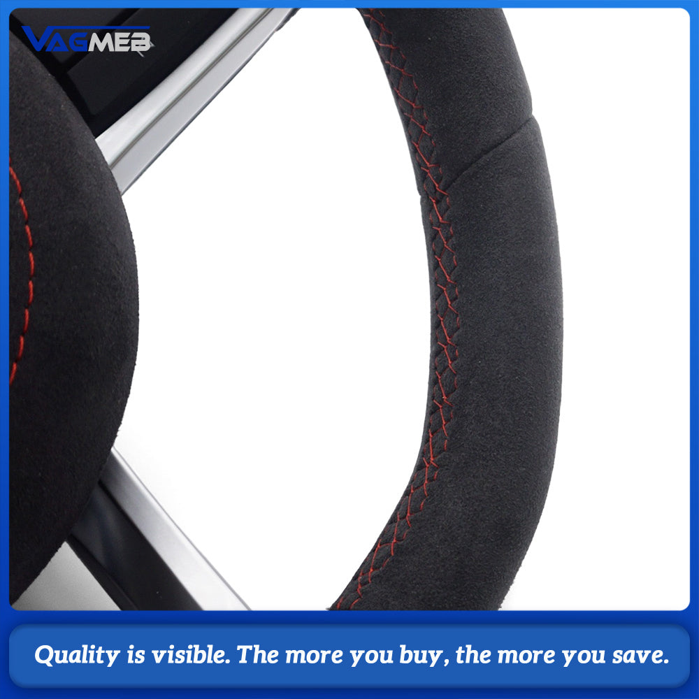 Alcantara Steering Wheel Cover Compatible with Volkswagen Golf GTI Golf R MK7 Polo GTI Scirocco