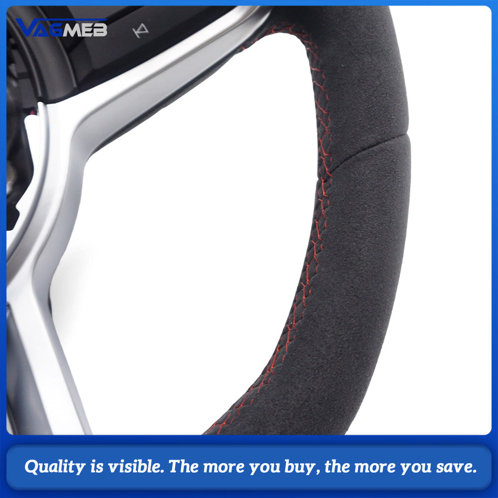 Full suede with red stitching & red center marker Steering Wheel For VW Golf 7 MK7 Polo gti 7 jetta passat R-Line Golf 6 CC