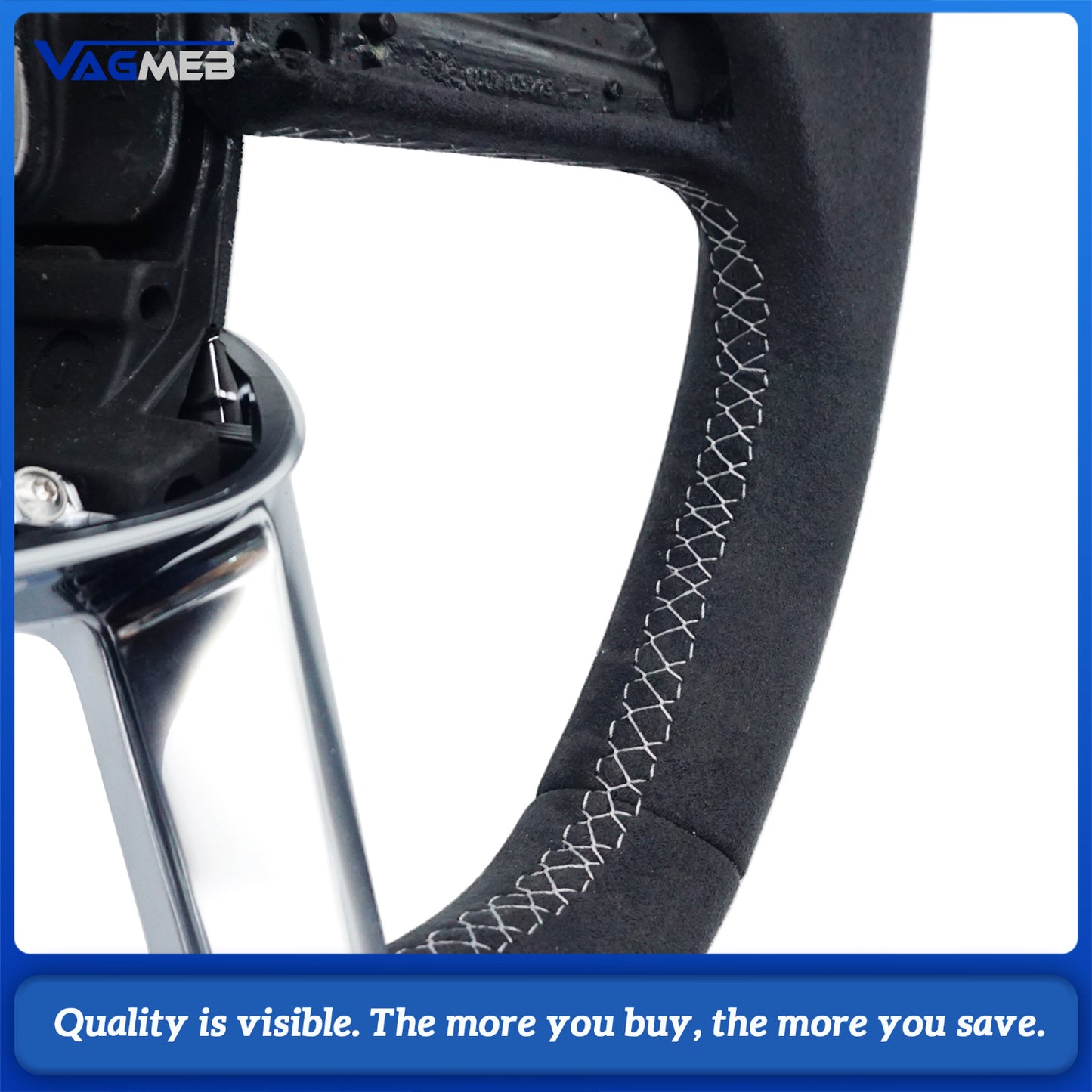 Fully furry steering wheel with multi-color stitching for Audi Q3 SQ3 RSQ3 Custom Fit Accessory With heating function