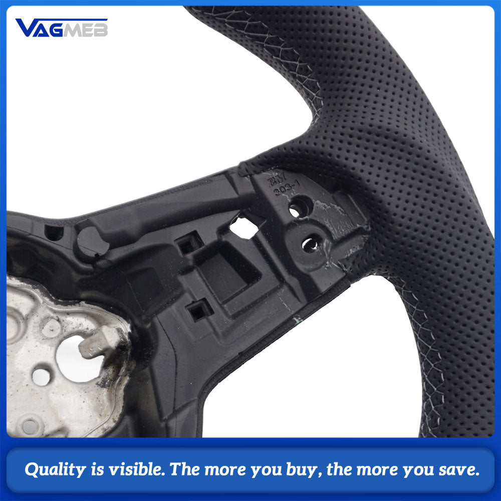 Suitable for Volkswagen Golf MK7 R GTI GTD Polo GTI Scirocco 2015 2016 T-ROC, leather semi perforated material steering wheel
