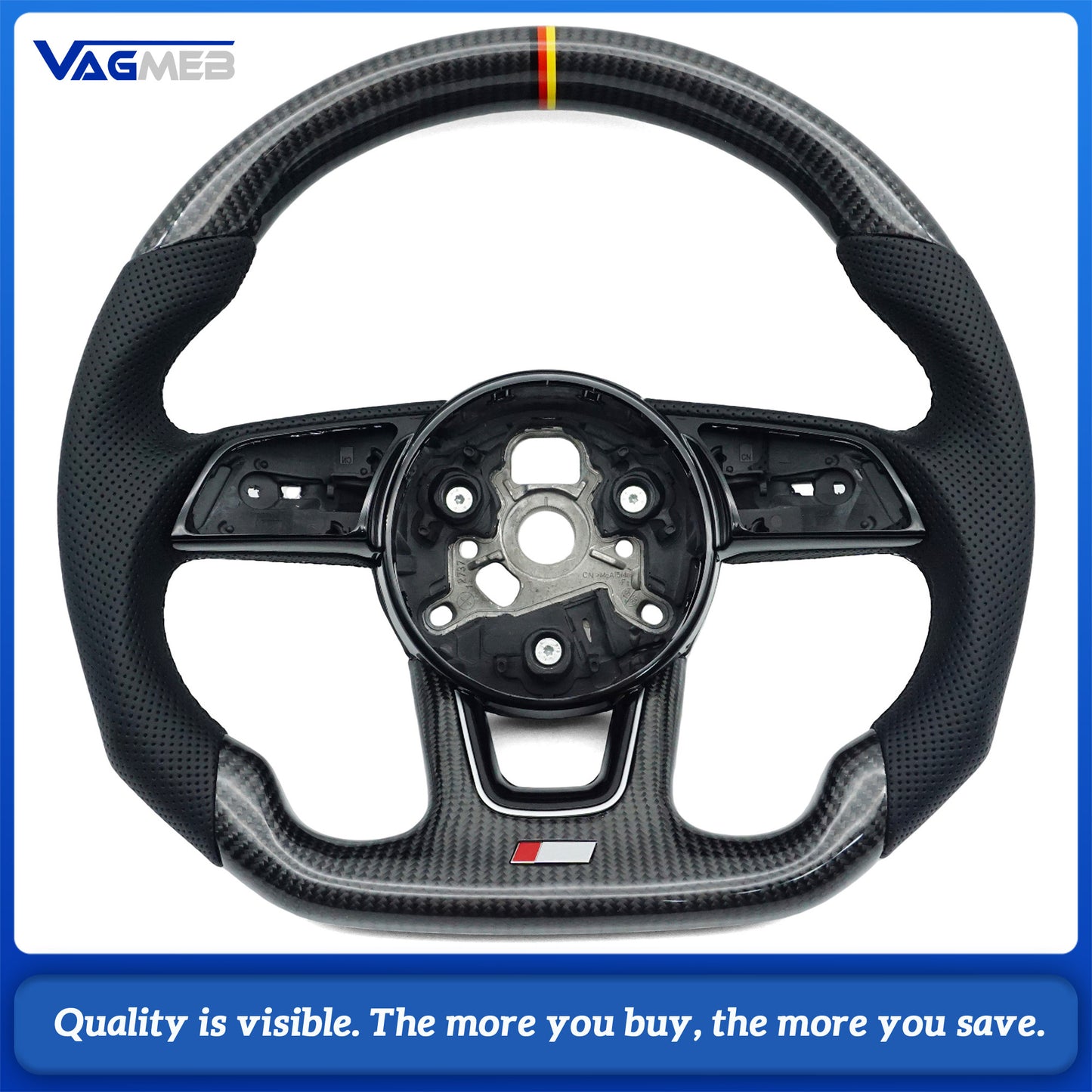 Suitable for Audi A4 B9 S3 RS4 RS5 A3 A5 S3 S4 S5 carbon fiber leather sports steering wheel assembly, Car Accessories