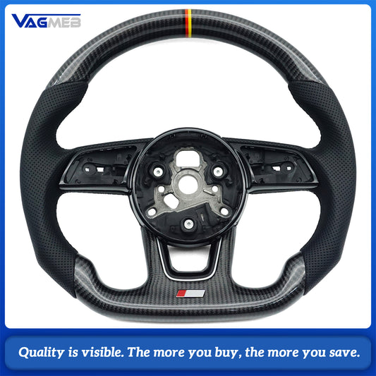 Suitable for Audi A4 B9 S3 RS4 RS5 A3 A5 S3 S4 S5 carbon fiber leather sports steering wheel assembly, Car Accessories