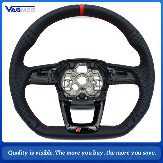 Suitable for Audi Q3 F3 all black perforated leather sports steering wheel, Car Accessories