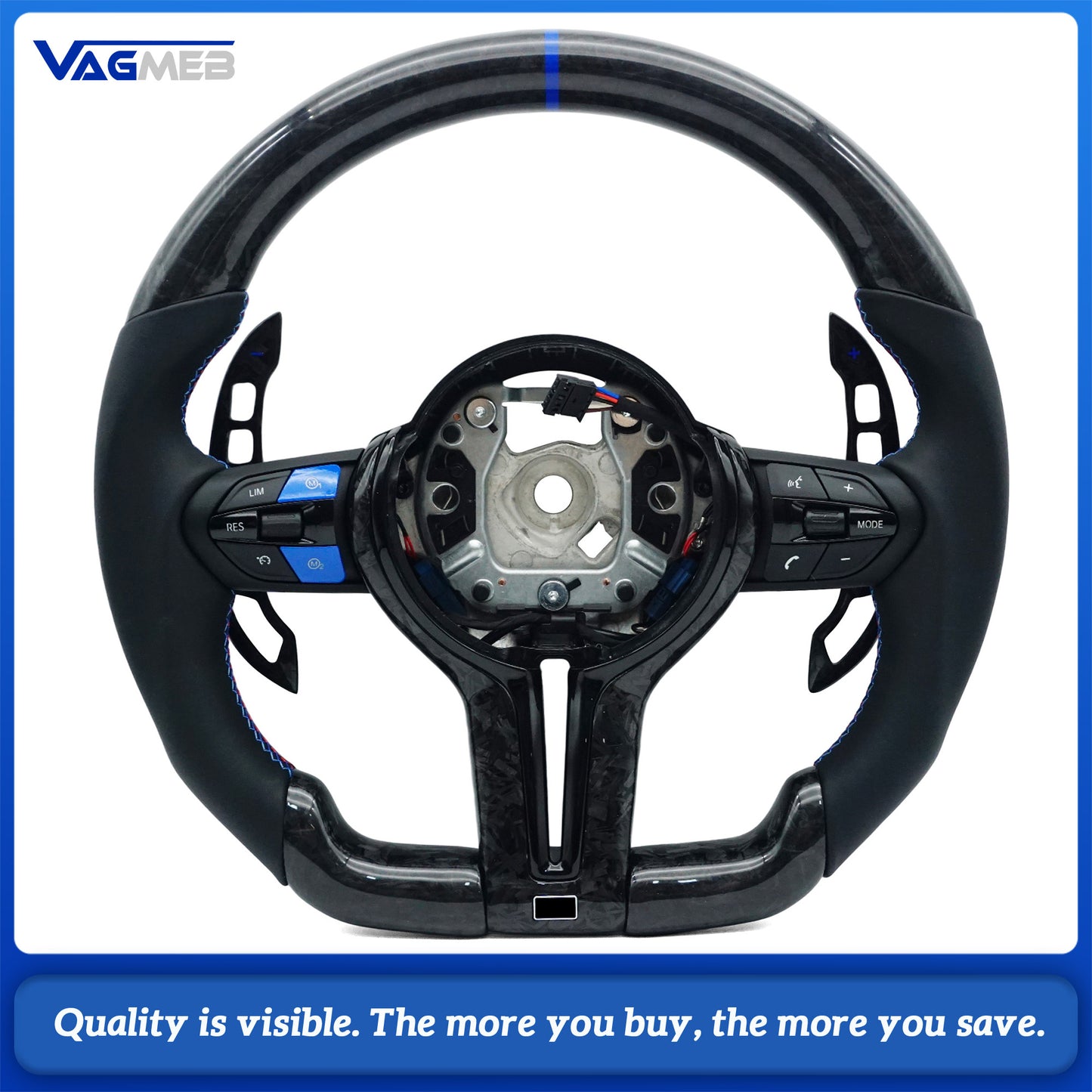Suitable for BMW X3 X4 X5 M2 M3 M4 M5 M8 F06 F07 F10 F12 F15 F16 F20 F22 F30 F31 Forged carbon fiber leather steering wheel