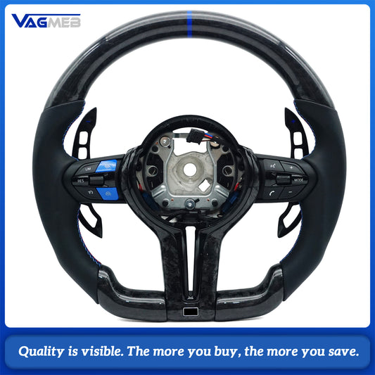 Suitable for BMW X3 X4 X5 M2 M3 M4 M5 M8 F06 F07 F10 F12 F15 F16 F20 F22 F30 F31 Forged carbon fiber leather steering wheel