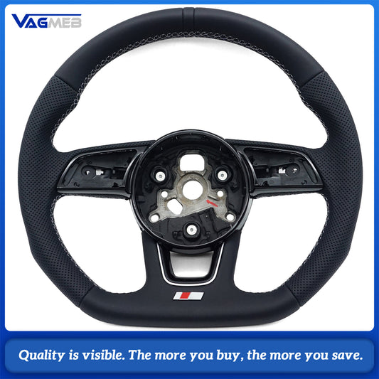 For Audi A4 B9 Custom leather semi-perforated steering wheel with multi-color center logo
