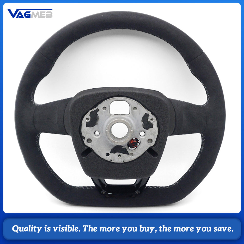 For Audi Q5L FY Sport D-shaped Steering Wheel Real Gloss Carbon Full Suede White Sewing Built-in Heating Function