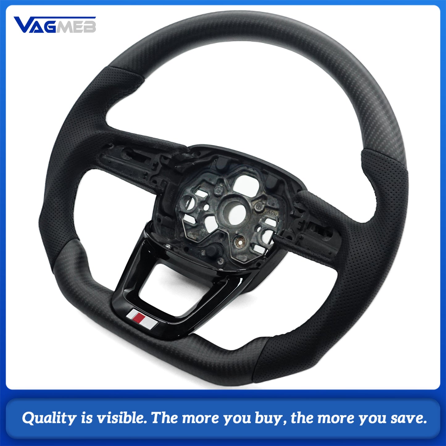 Matte carbon fiber steering wheel for Audi Q3 F3 flat bottomed D-shaped carbon fiber leather steering wheel, Car Accessories
