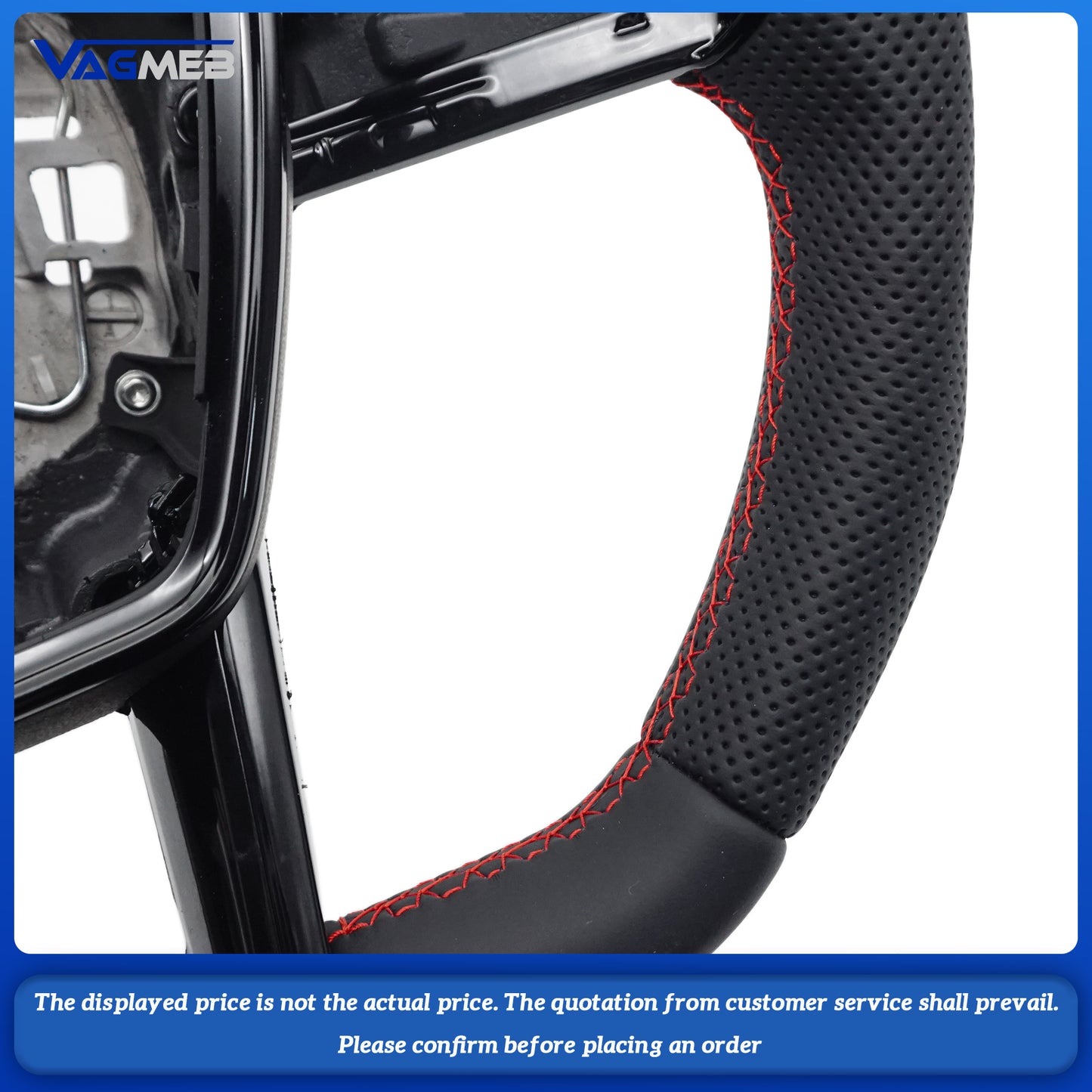 Heated steering wheel for AUDI A6 C8, painted black leather, RED  stitching multifunctional steering wheel, Car Accessories