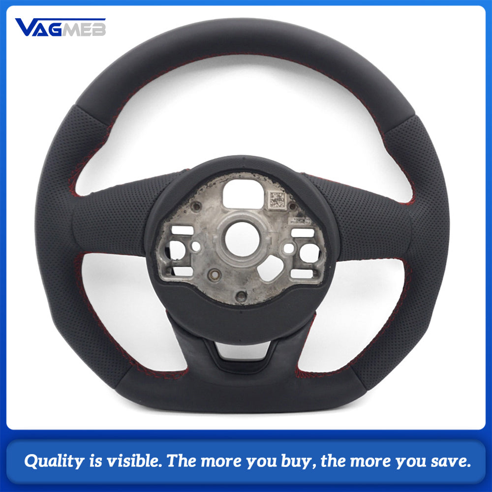 Car steering wheel for Audi A3 8Y perforated leather flat bottomed sports Redline steering wheel car accessories