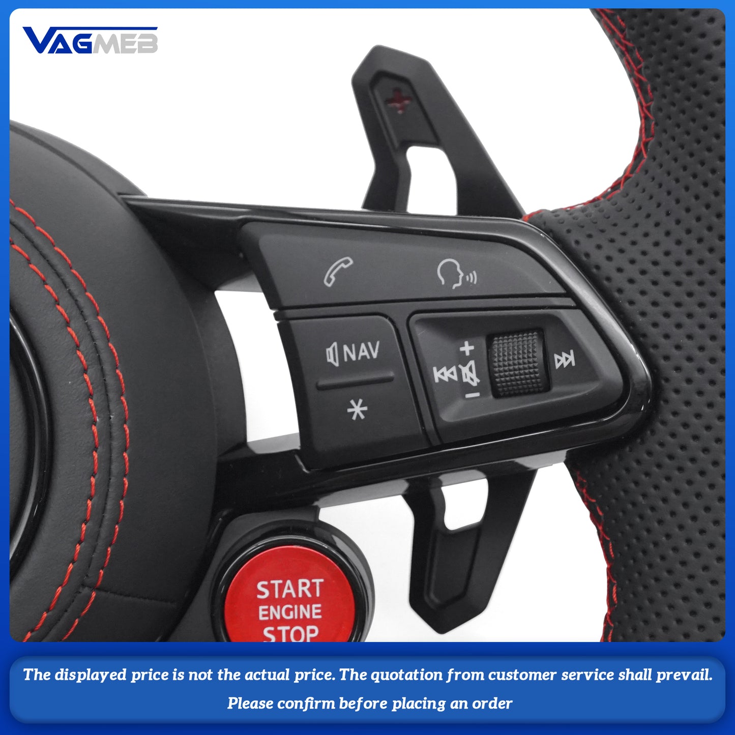 S RS Leather OEM Shape Custom Steering Wheel For Audi R8 Carbon Fiber Steering Wheel upgrade