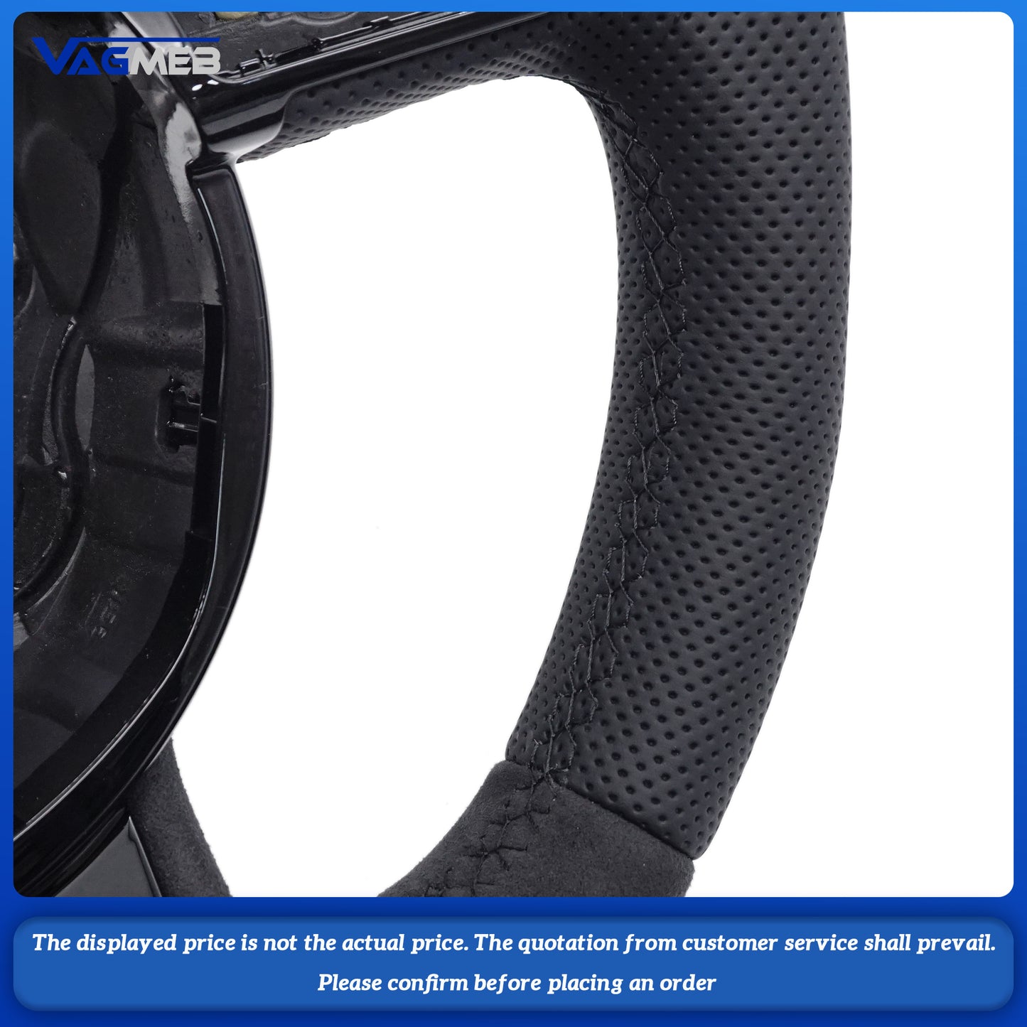 Leather Steering Wheel for Audi A3 8V A4 B9 A5 A6 A7 Q3 Q5 Q7 Perforated Steering Wheel Flat Bottom Red suede label Steering Wheel