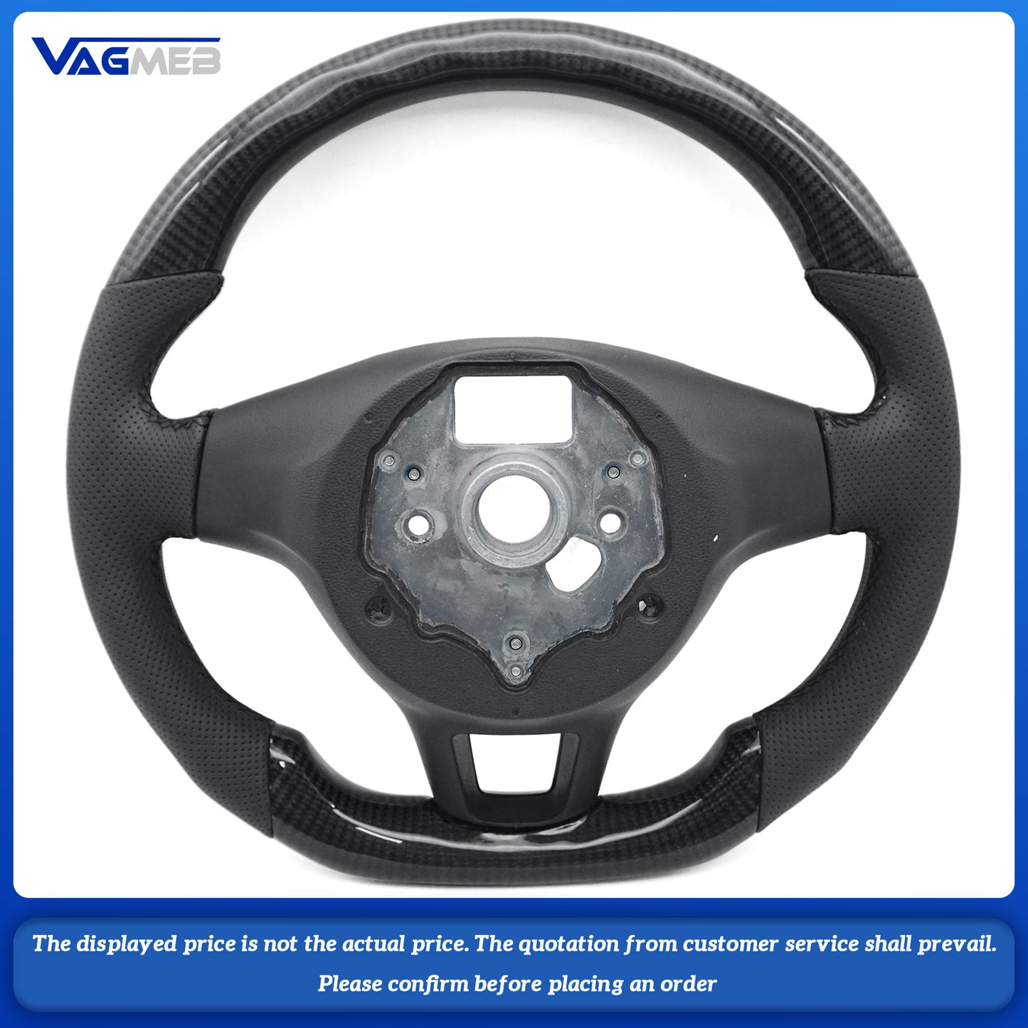 Replacement For VW caddy Leather Real Carbon Fiber Steering Wheel