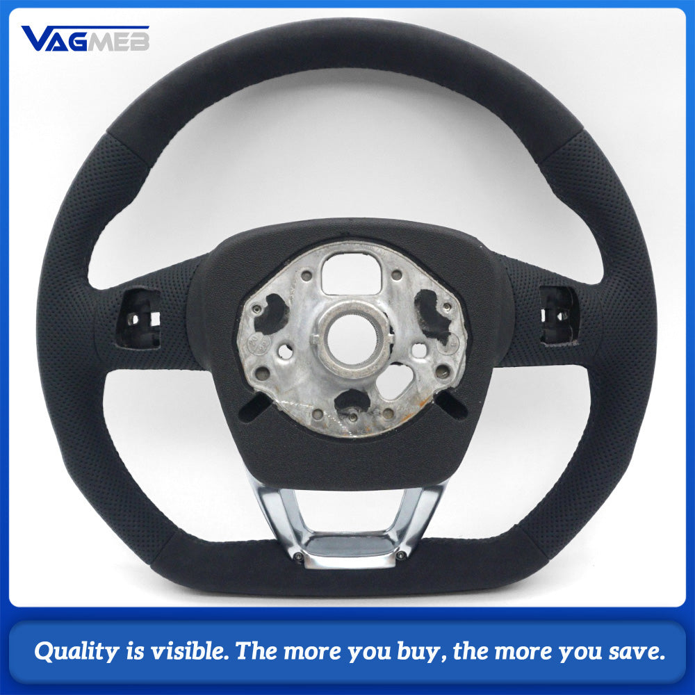 S Line Alcantara Top Bottom Half Perforated Black Stitch Steering Wheel No Buttons No Paddles For Audi Q5L FY