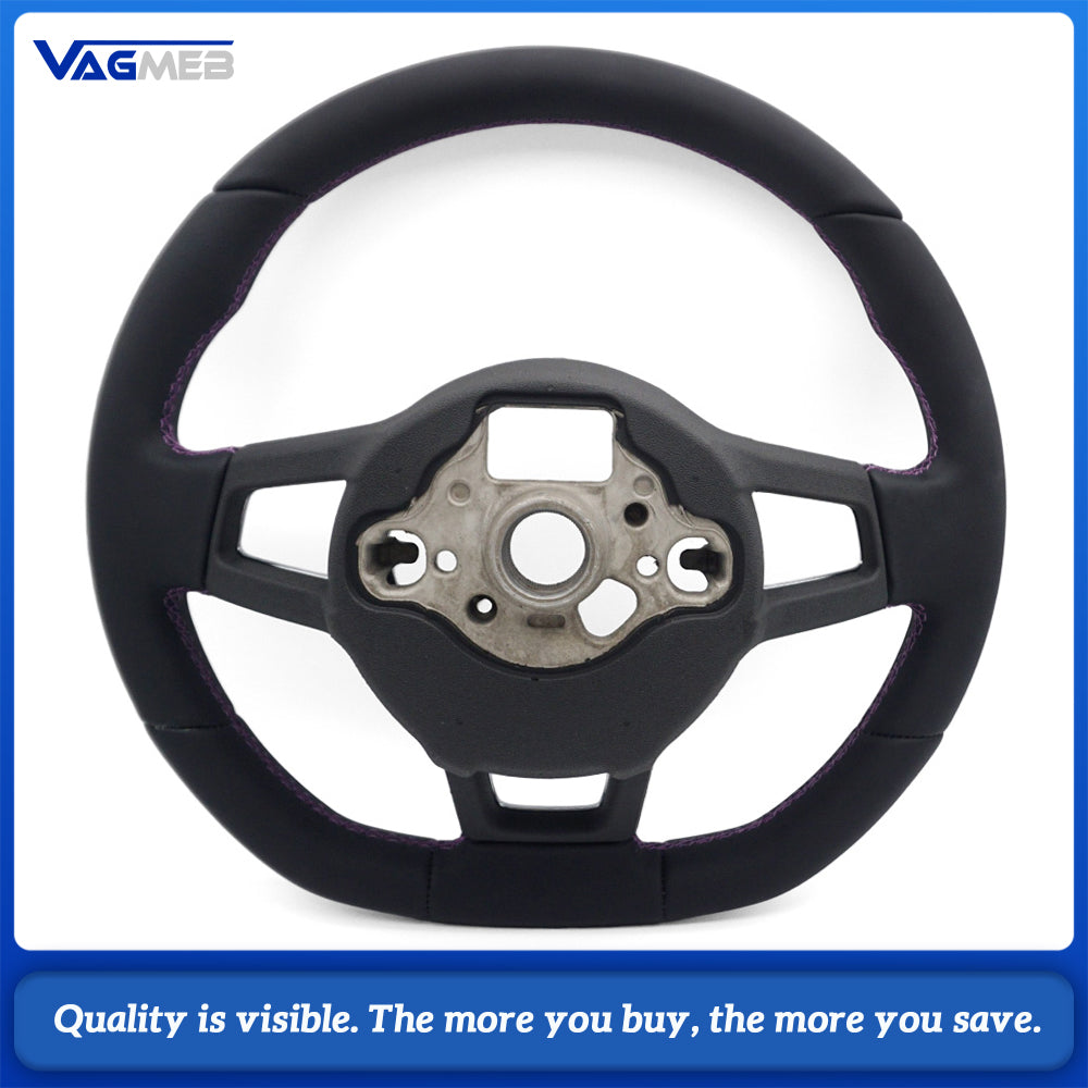 Steering wheel with button frame genuine leather purple stitching for Volkswagen Golf 7 GTI
