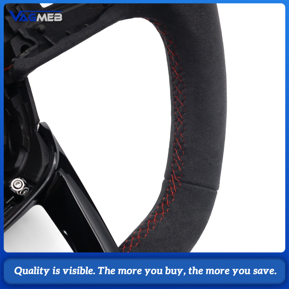 Upgraded fully furry design with red stitching steering wheel for Audi Q5l, Q5 modification