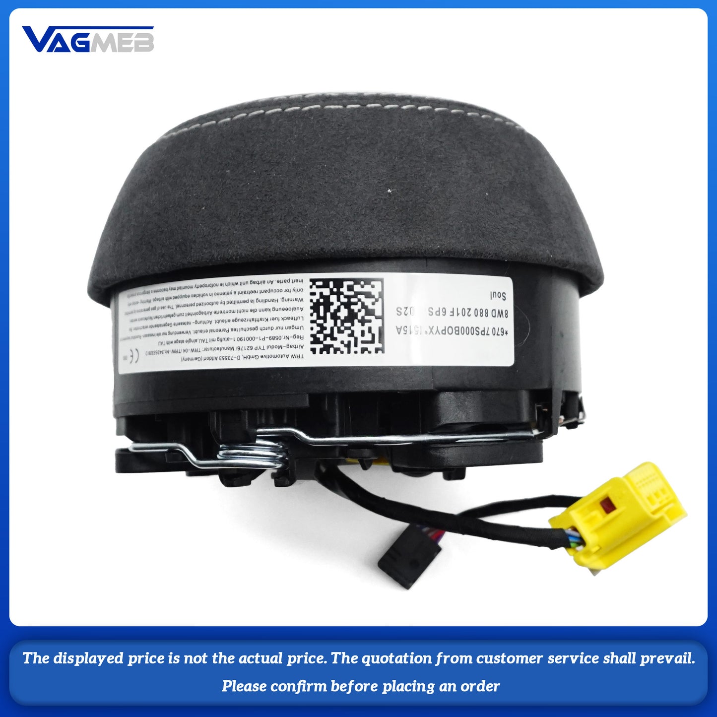 Steering wheel airbag cover multifunction steering wheel For Audi A4B9 Woolen light gray stripe