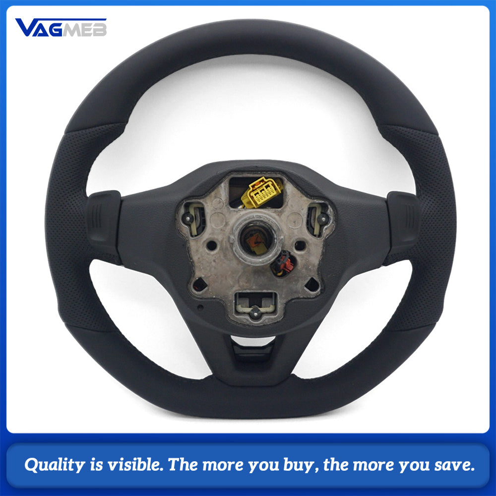 For VW Touareg R Sport Steering Wheel Full Set Semi-Perforated Leather Black Stitch Airbag Multifunction Paddles