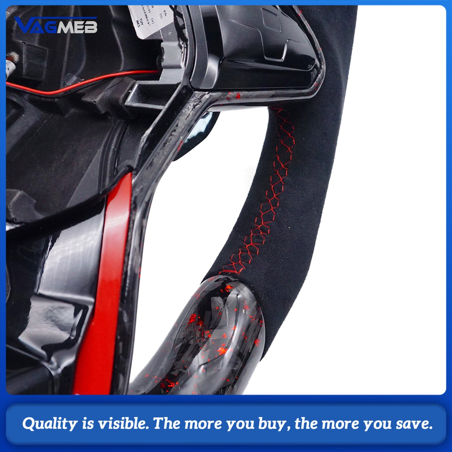 LED Car Steering Wheel Carbon Fiber Custom Leather For VW GOIF MK8 Golf GTi7 GTS Tiguan L Passat Car Accessories