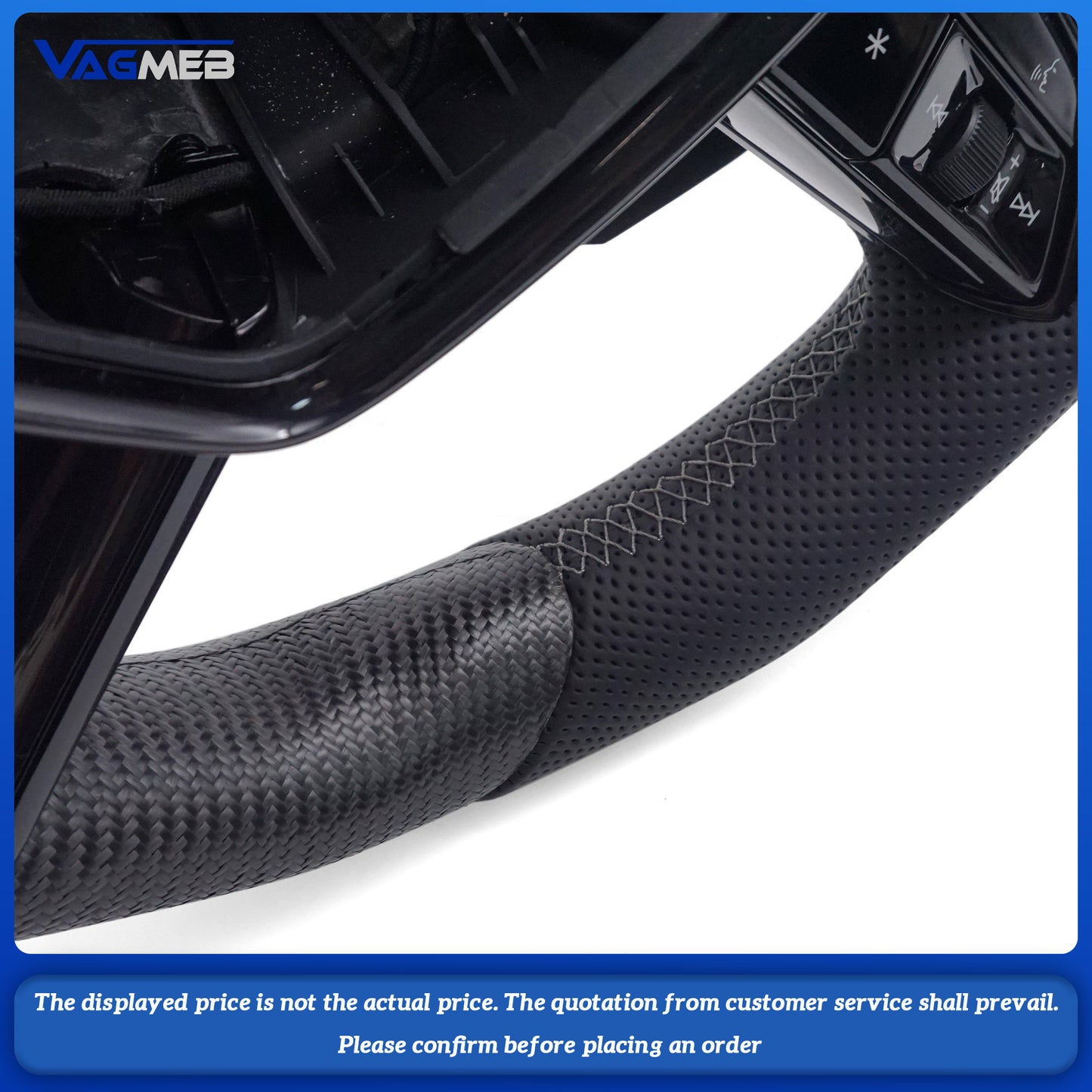 For Audi A6 C8 matte carbon fiber leather  bottomed sports steering wheel with heating