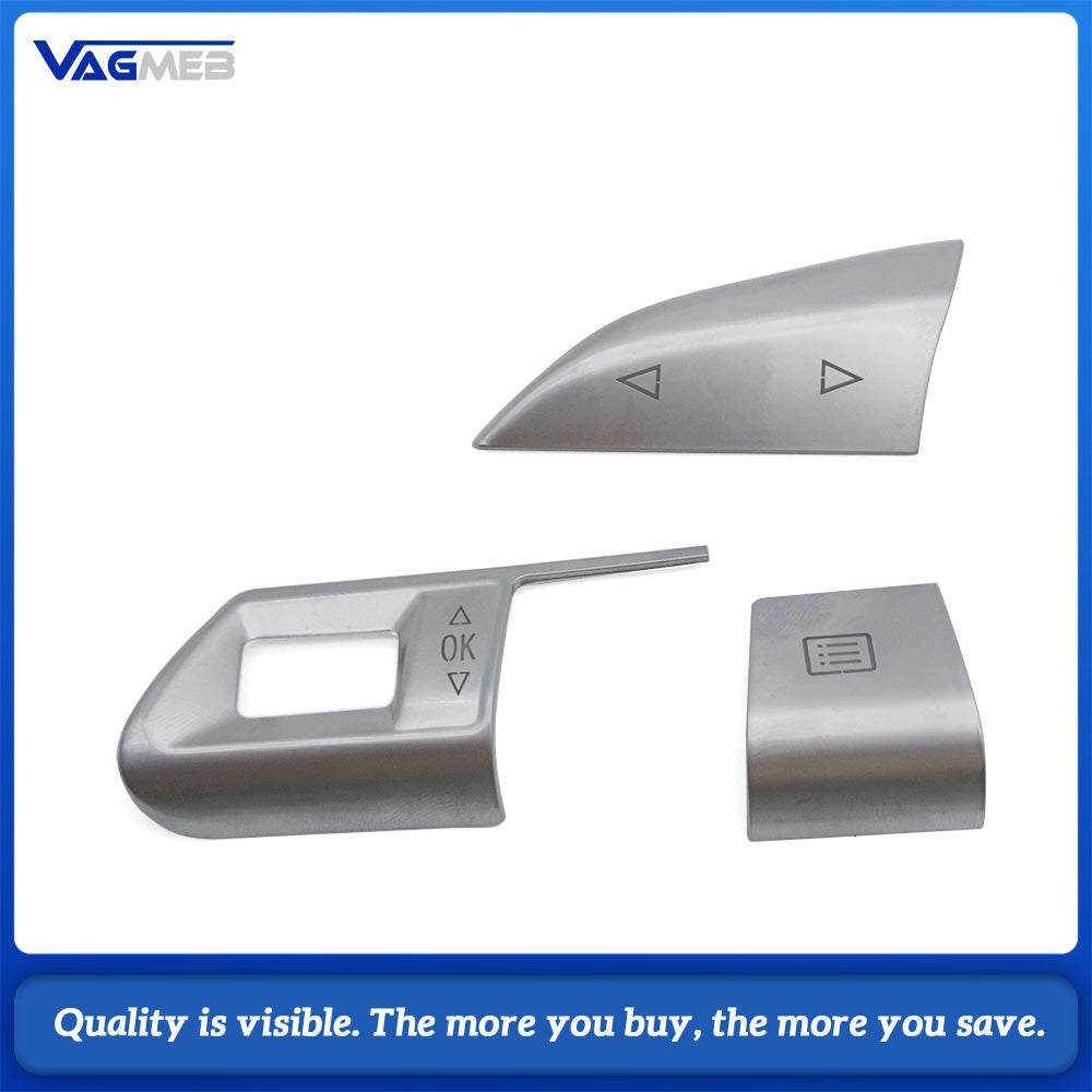 For Audi A6 C7 Chrome Silver Steering Wheel Button Upper Cover, Car Steering Control Switch Cap Replacement Modification Part
