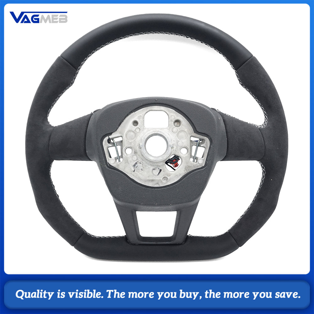 The heated steering wheel is suitable for Audi A6 C8 A7 painted black perforated leather steering wheel, Car Accessories