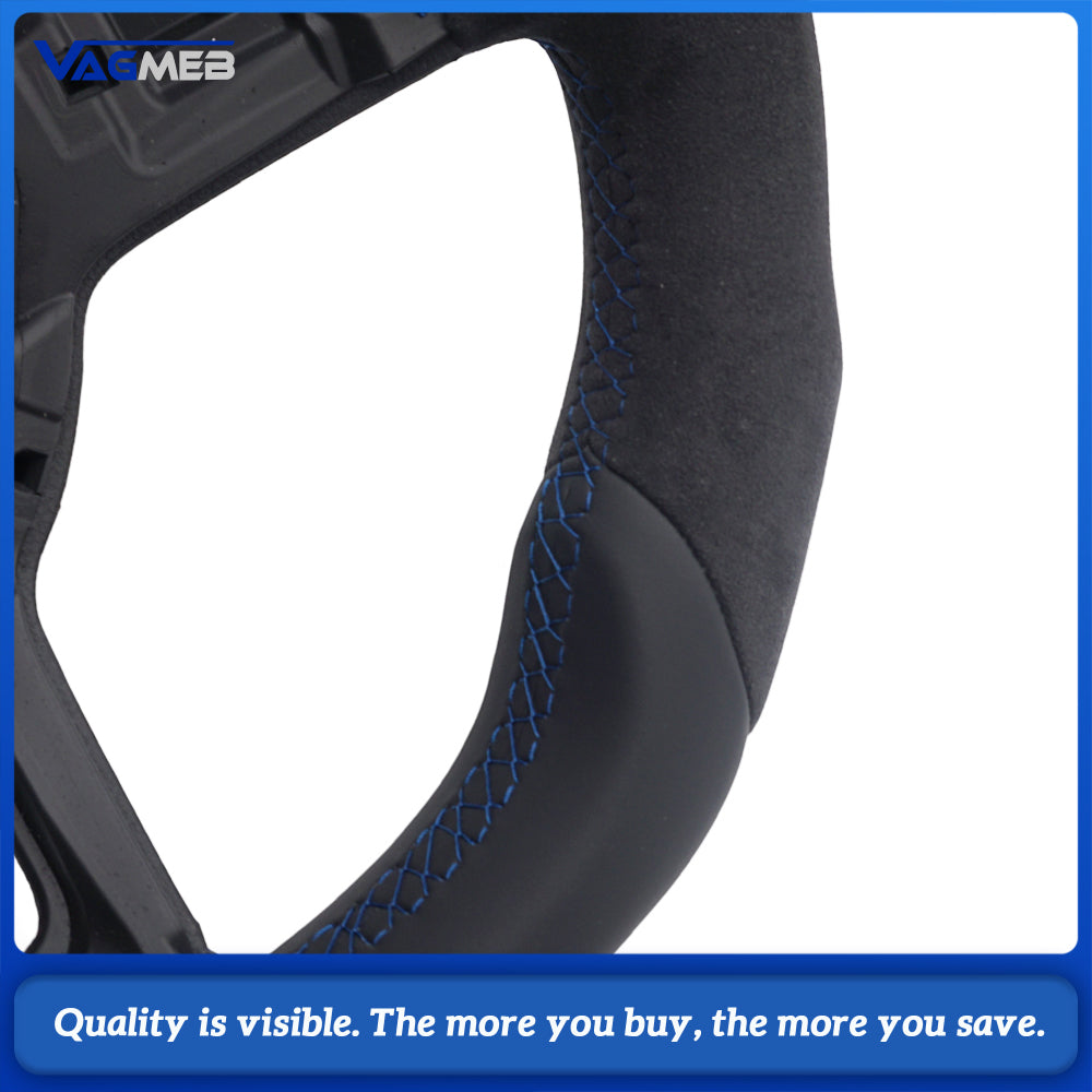 Steering Wheel For Golf 7 7.5 GTI MK7 Is Made Of Genuine Leather Material Multi color stitching White black red，bore