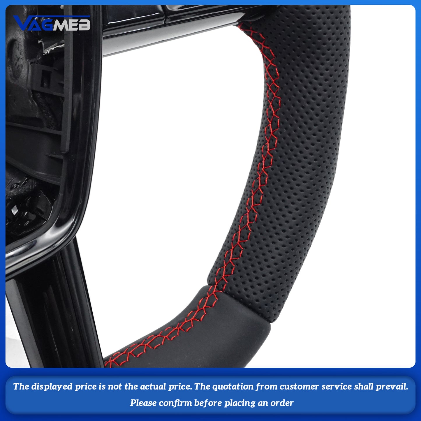 For Audi A6 C8 painted black heated steering wheel with white stitching sports flat bottomed steering wheel
