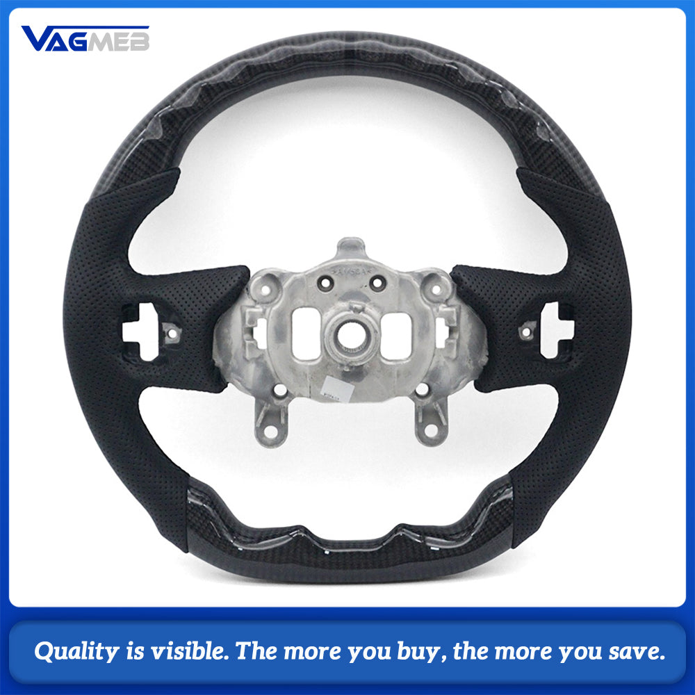 For Jeep Carbon Fiber Half Perforated Leather Steering Wheel Base, Black Stitching Black Centering Marker Car Steering Modification Replacement Part
