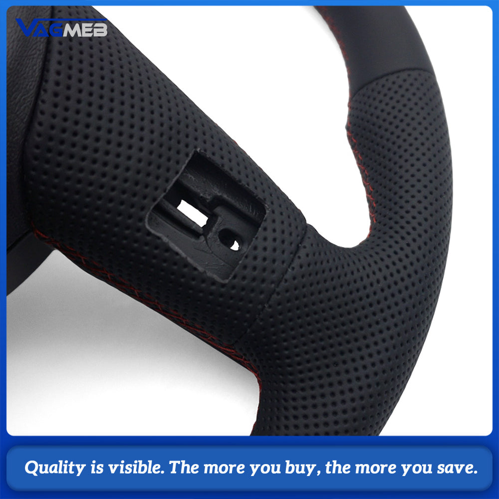 For Audi A4 B9 RS Sport Steering Wheel With Heating Function Red Contrast Stitch Without Paddle Shifter