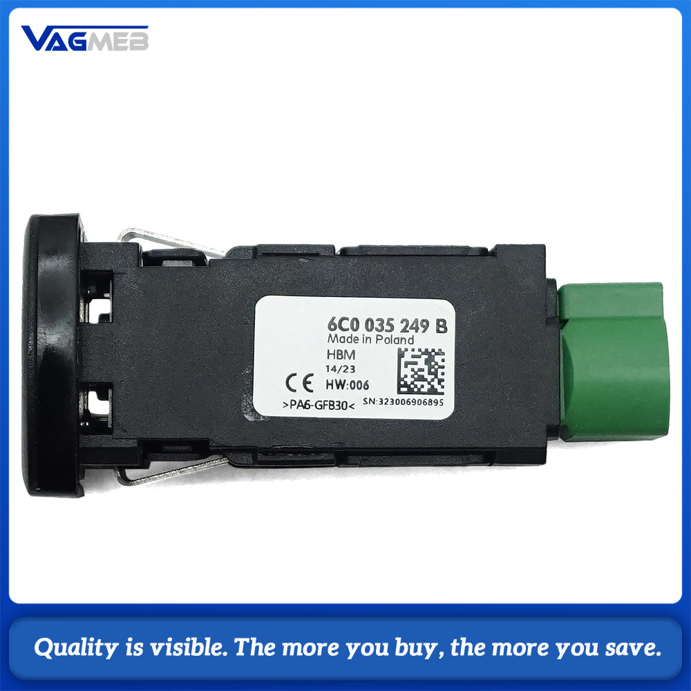 For VW Golf convertible PoloDerbyVento IND Sharan Multivan Scirocco AlhambraUSB socket AUX IN socket 6C0 035 249 B