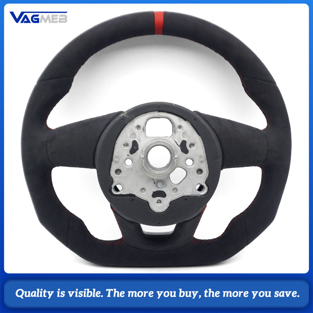 For Audi A4 B9 Full Suede Leather Flat Bottomed Sports Steering Wheel