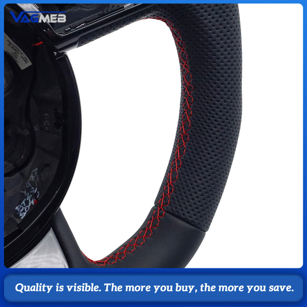 Perforated Leather Steering Wheel Black Stitching for Audi A4 B8 A3 8V  Manual & Automatic Compatible