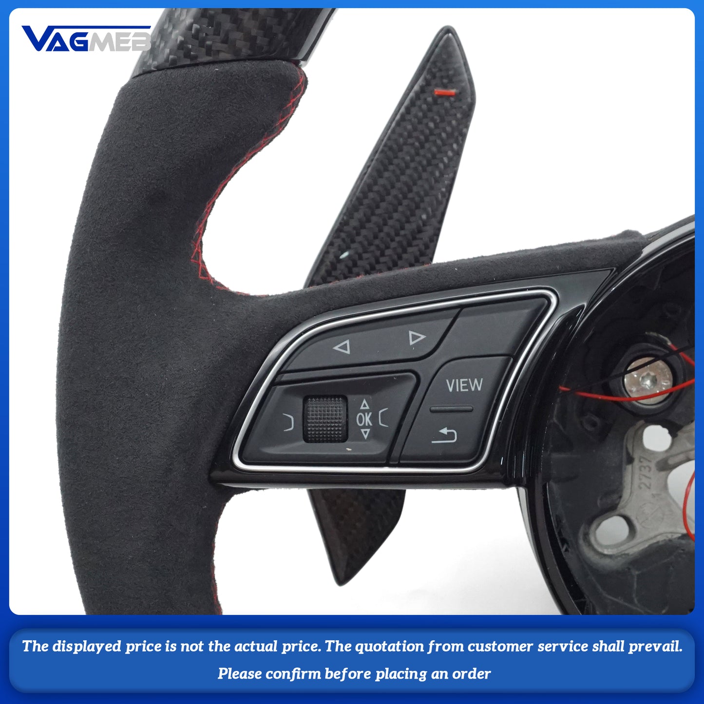 Custom led carbon fiber steering wheel paddle hole For Audi S RS Sline LOGO A4B9
