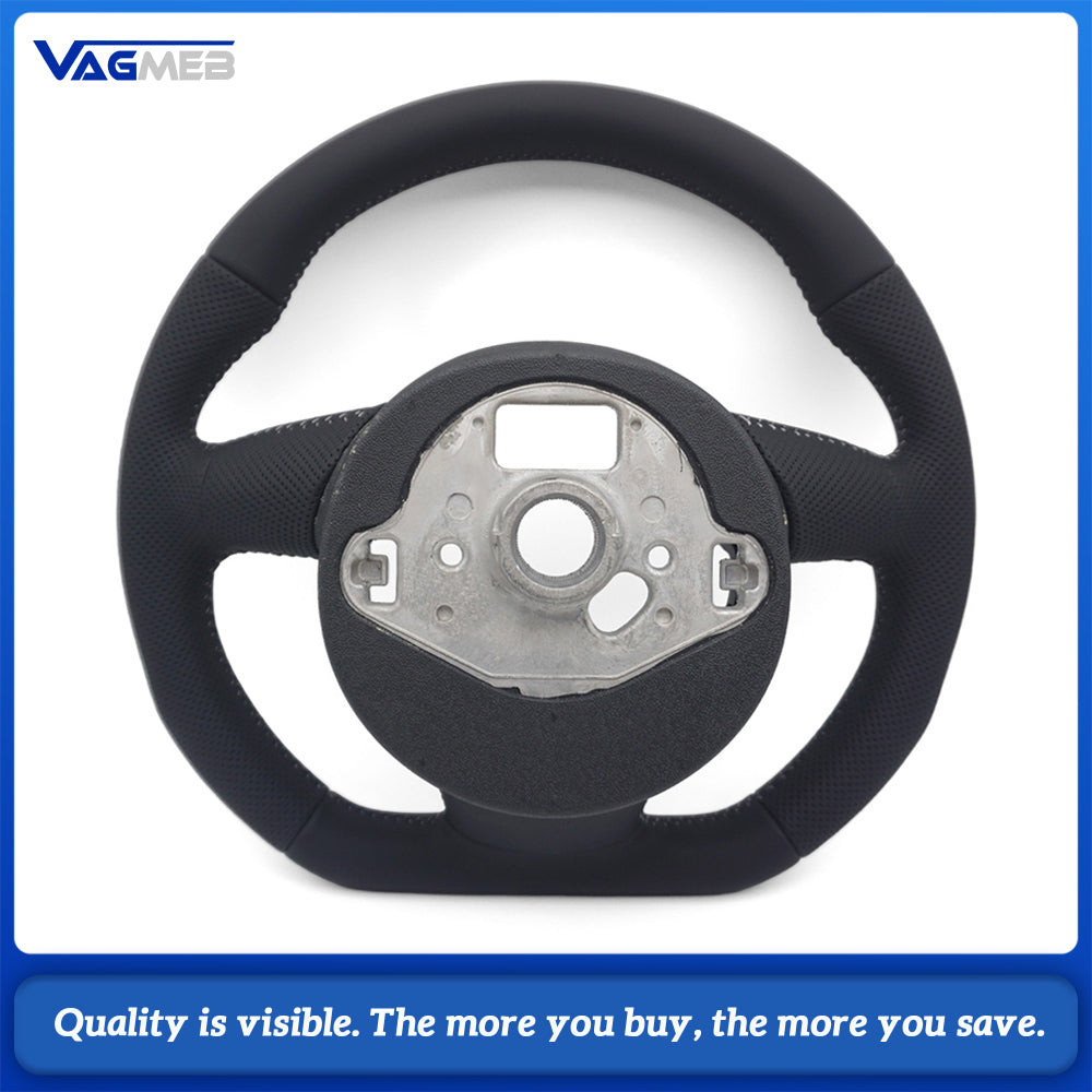 For Audi A4 B8 S Sport Steering Wheel Full Control Buttons White Contrast Stitch Without Gear Shift Paddles