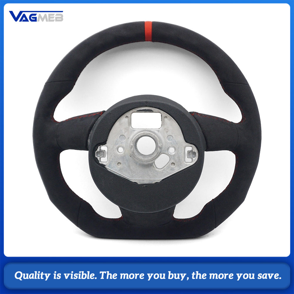 Suitable for Audi A3, A4 B8, A5, flat-bottom steering wheel, suede steering wheel, red style