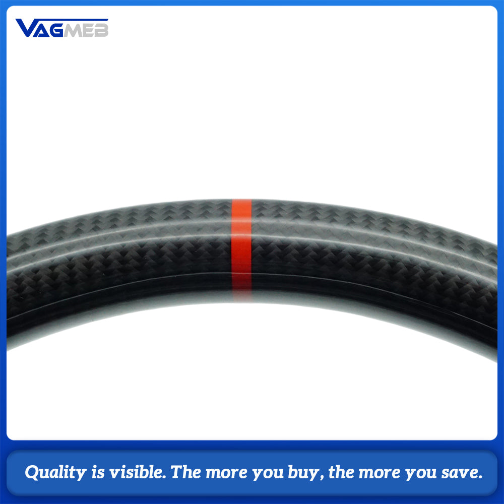 Carbon fiber steering wheel with leather perforations With frame For Audi Q3