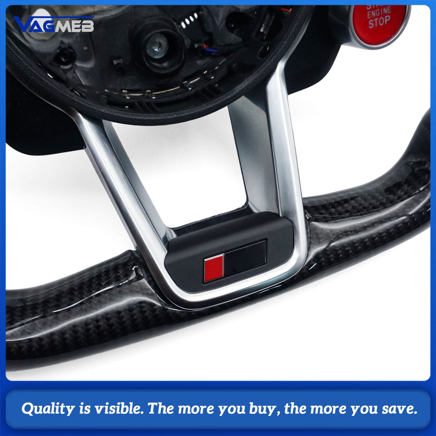 Carbon Fiber Steering Wheel For Audi R8 TT TTS TTRS Steering Wheel Customized One Start Buttons Sport Wheel Assembly